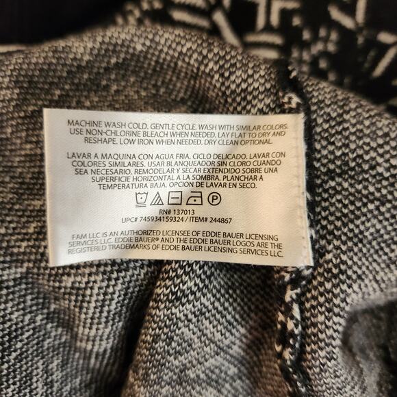 Eddie Bauer Women's Large 1/2 Zip Pullover Mock Neck Sweater White and Black - Picture 9 of 10